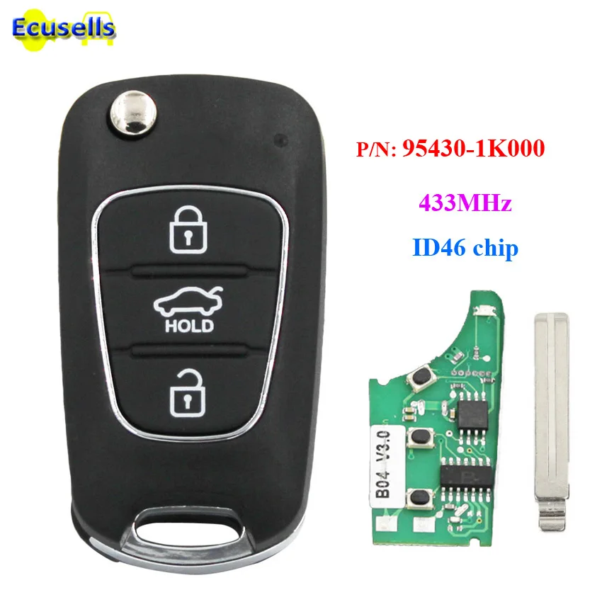 Обновленный дистанционный брелок с откидной крышкой 3 кнопки 433 МГц чипом ID46 для