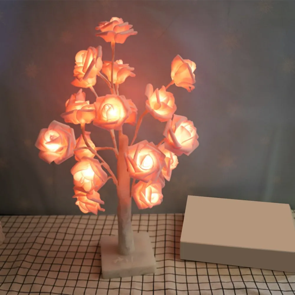 Rose Table Lamp Christmas Valentine Wedding Ins Style Decoration LED Night Light for Home Festival Party Illumination | Дом и сад