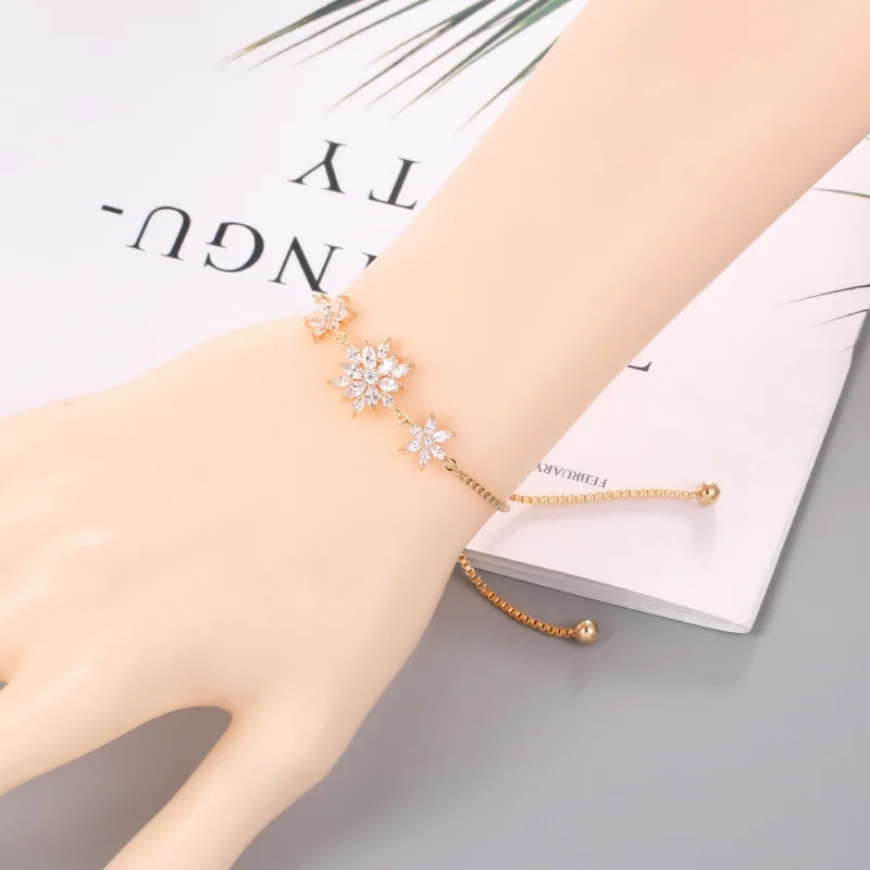 Циркониевый небольшой цветочный выдвижной браслет Женские Ювелирные