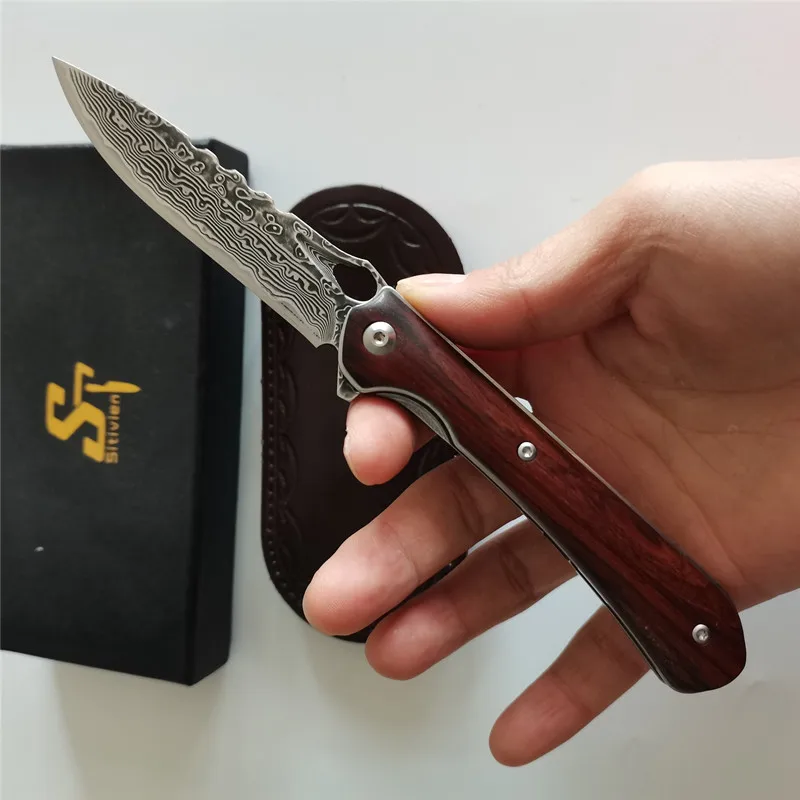 Складной нож Eafengrow sitive ST222 VG10 карманный тактический подарок из Дамасского лезвия