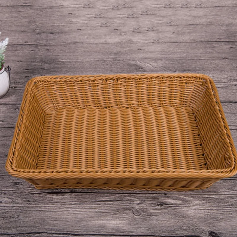 Wicker Storage Basket Bread Shop Supermarket Display Woven Tabletop Food Fruit Vegetables Restaurant Servin | Дом и сад