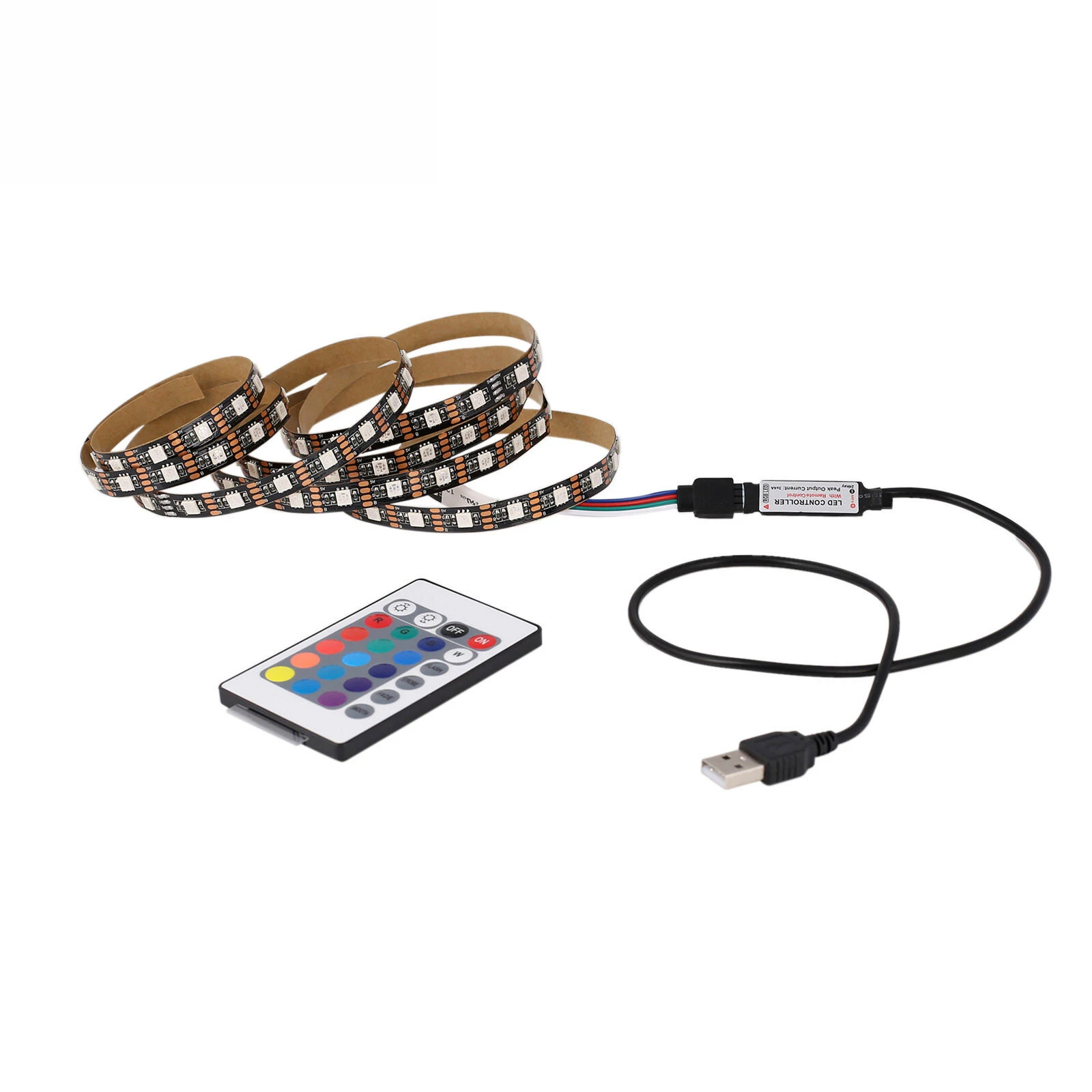 Цветная (RGB гибкая лента 5V USB 1M 2M 3M кабель с Светодиодные ленты RGB свет ТВ заднее