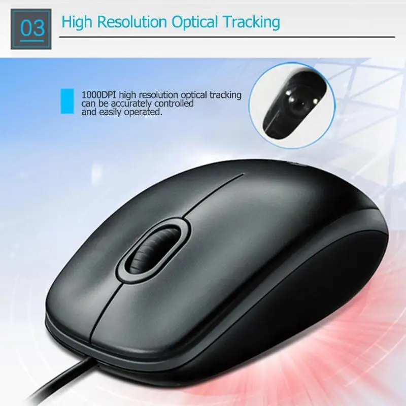 Мышь Logitech M100r Проводная оптическая с 3 кнопками и USB 1000DPI 1 8 м | Компьютеры офис
