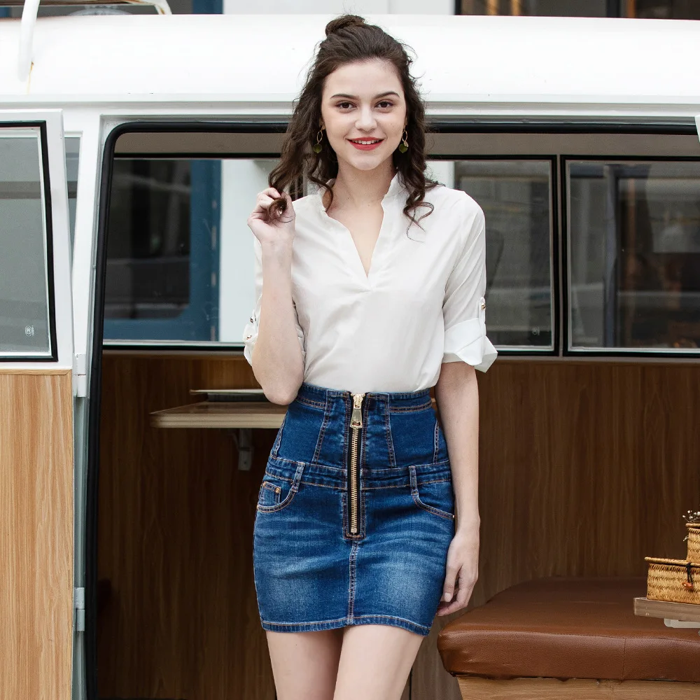 Женская облегающая мини юбка на молнии с завышенной талией сексуальные