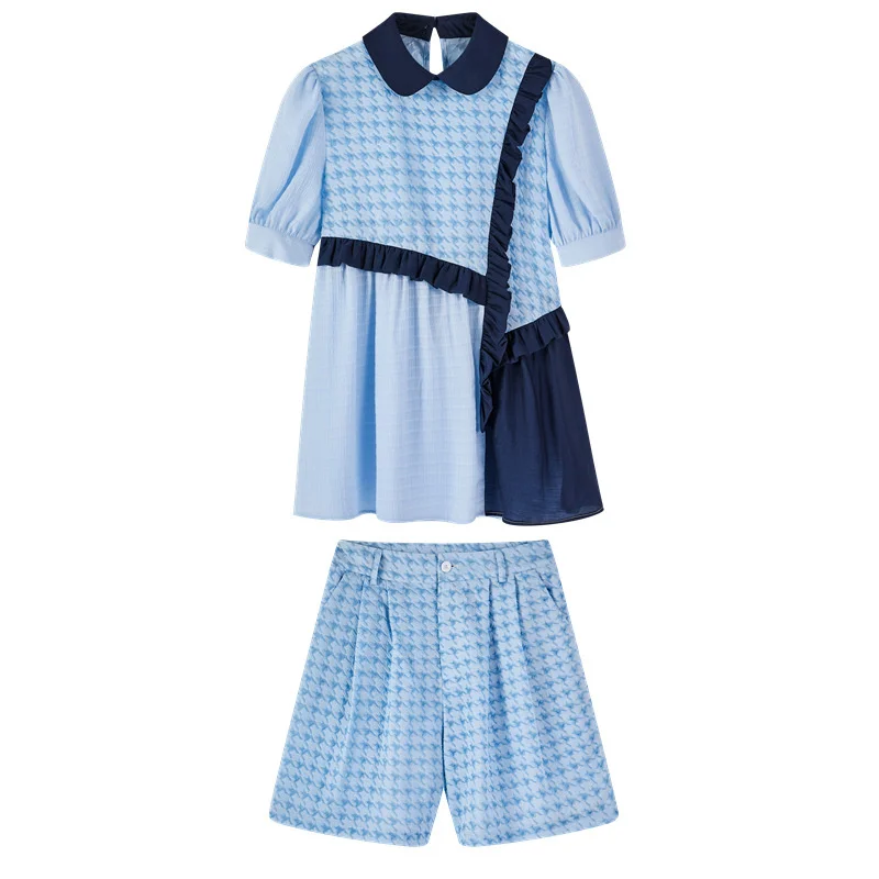 

LANMREM Women Shirt High Waist Wide Leg Shorts 2-piece Set Temperament Loose Fit Fashion Tide Summer 2021 New Arrival 2K2129