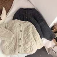 girls sweater wool coat outwear 2022 beige grey thicken warm winter autumn knitting plus size school childrens clothing