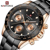 naviforce watches for men fashion stainless steel strap luminous multifunction wristwatch waterproof clock men relogio masculino