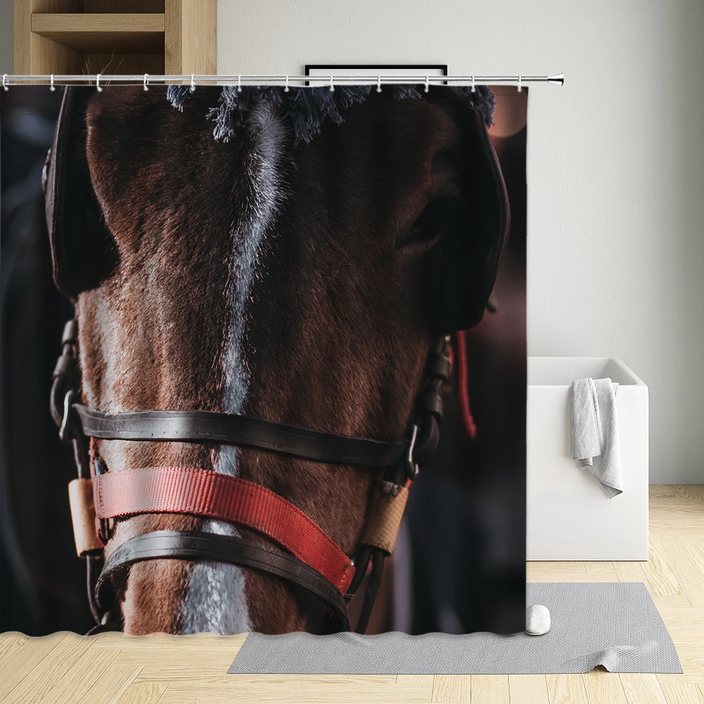 

Interesting Shower Curtain Funny Horse Cattle Sheep Giraffe Modern Eco-Friendly Waterproof Cloth Bathtub Decor Bath Screen