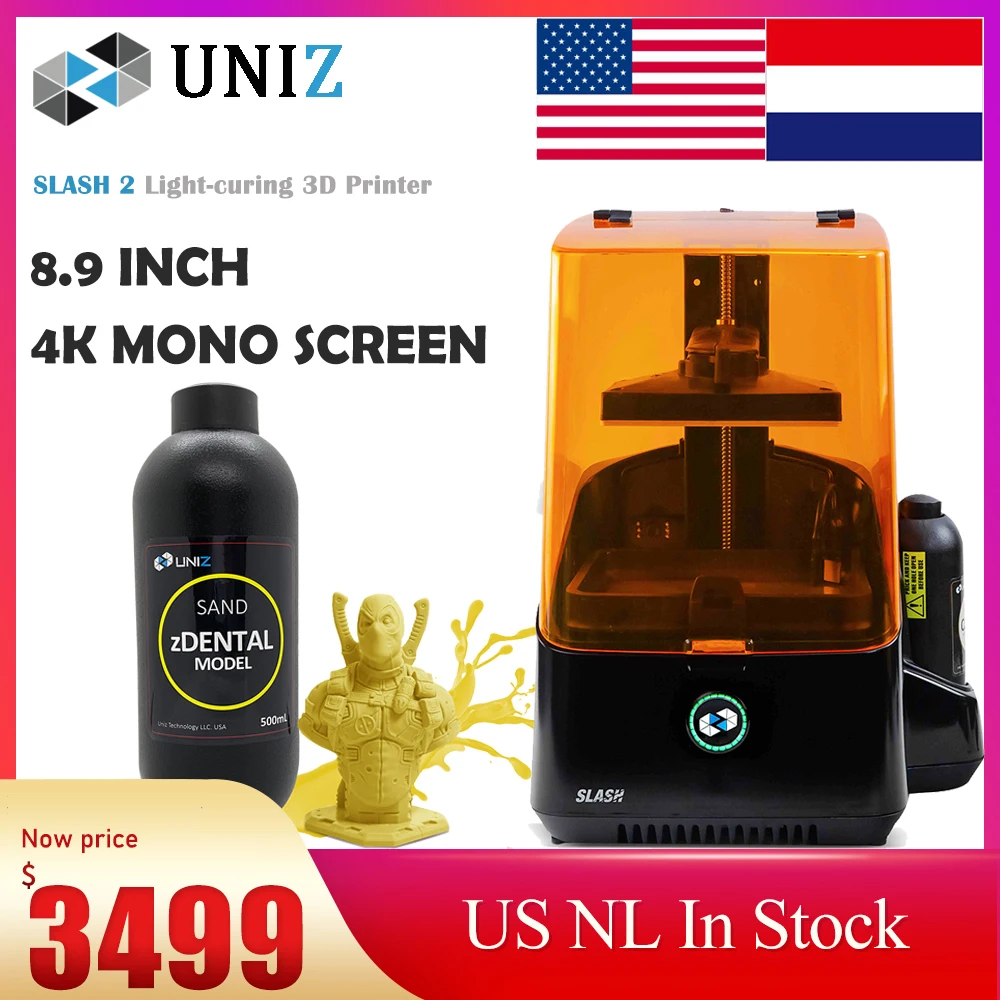 Uniz Slash2 высокой точности 3D принтеры быстрее печать 4K монохромный ЖК дисплей