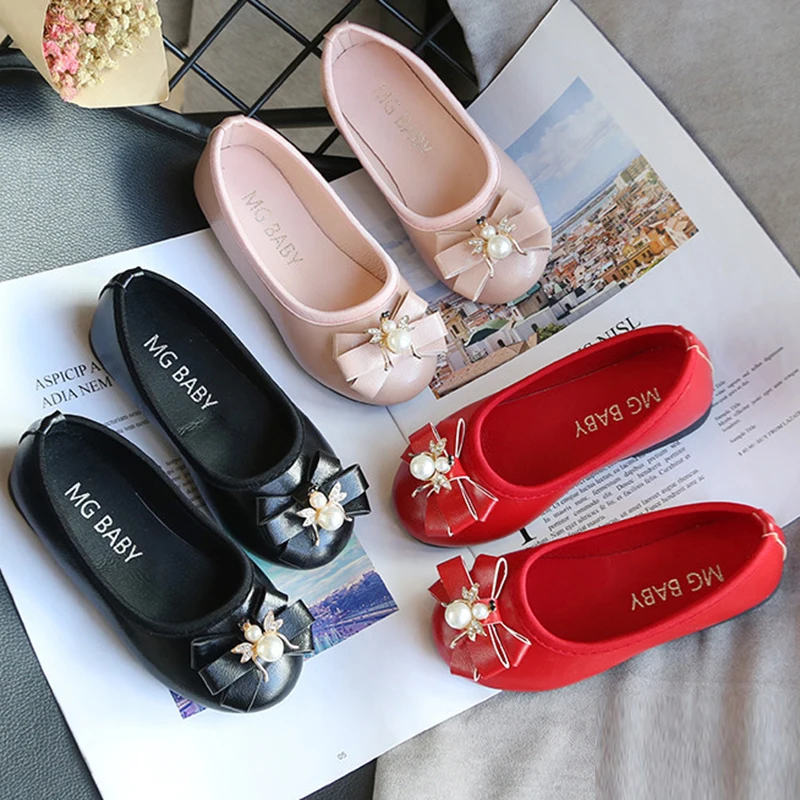 Детские сандалии для девочек Обувь принцессы Модная однотонная детская кожаная