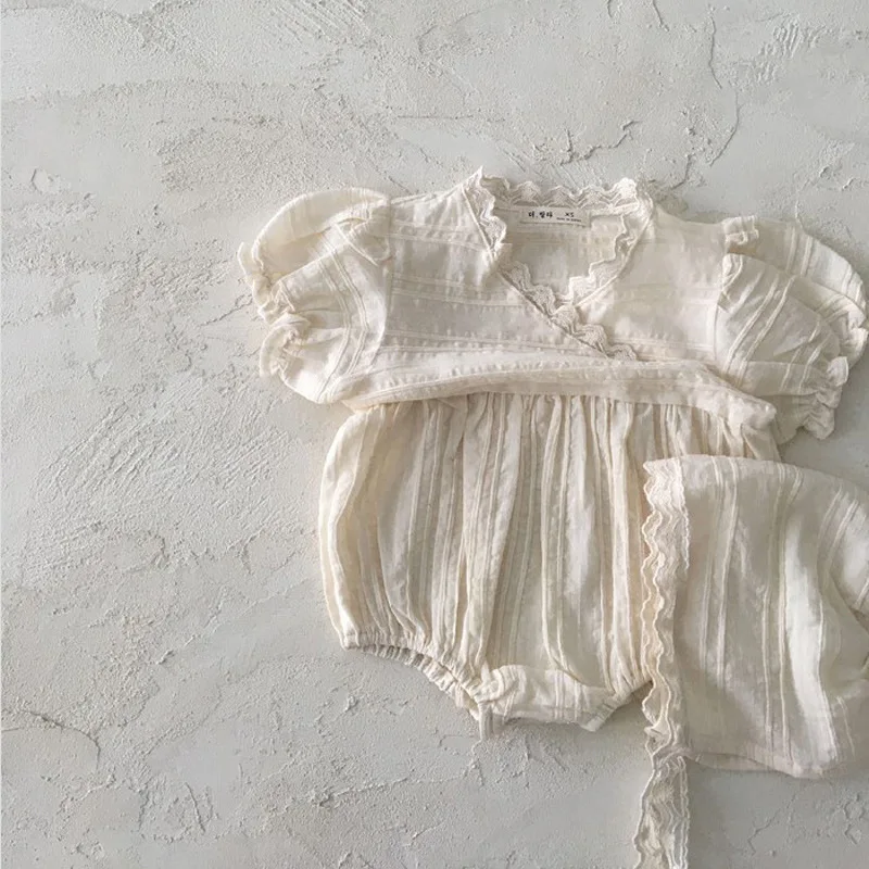 

Koodykids Summer Baby Girls Lace White Princess Bodysuits Toddlers Girls Cotton Rompers Outfits Rompers