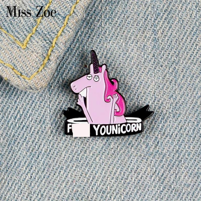 Фантазия лошадь эмали штырь по индивидуальному заказу Цвет розовый Рогатый