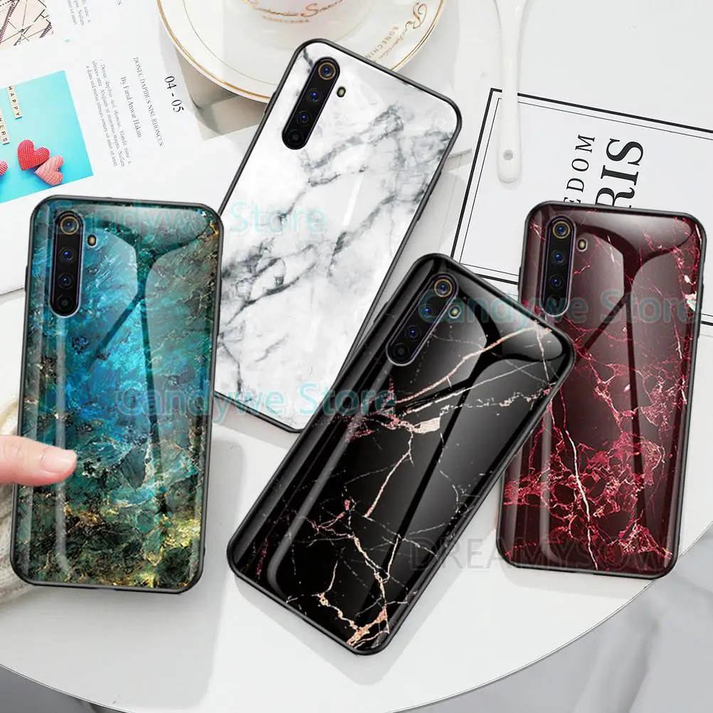 Мраморный зернистый чехол из закаленного стекла для OnePlus 8 Pro Чехол телефона Oneplus