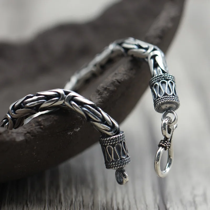 

Thai Silver Personality Simple Men Women Dragon Bracelet Retro Classic Carved Classic Sterling Silver 925 Safe Pattern Bracelet