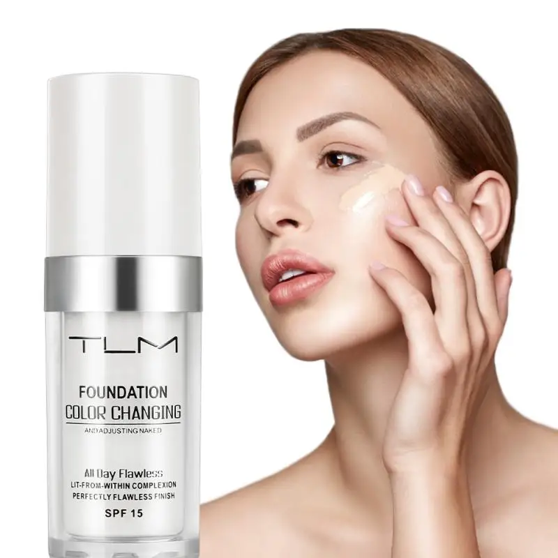 

TLM Color Changing Foundation Makeup Cosmetic Deep Moisturizing Long Lasting Waterproof Concealer Liquid Foundation 30ml TSLM2
