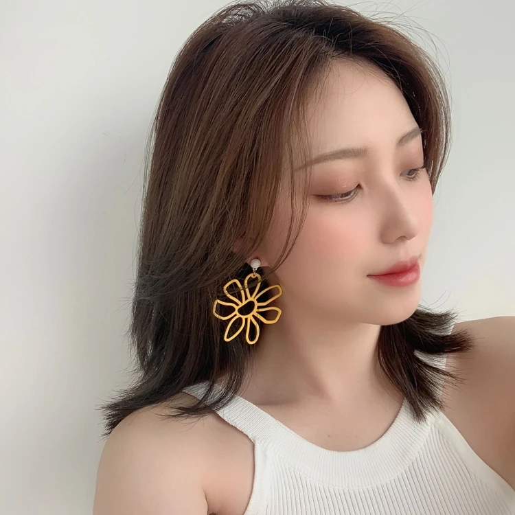 2019 корейские массивные серьги в виде цветка с белым жемчугом большие висячие