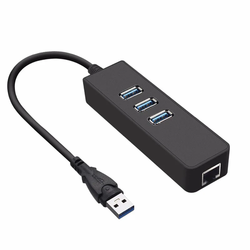 

USB Gigabit Ethernet Adapter 3 Ports USB 3.0 HUB USB to Rj45 Lan Network Card for Macbook Mac Desktop + Micro USB Charger Cable