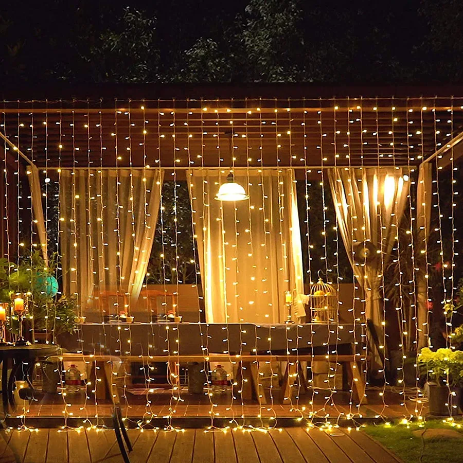 

300/600 LED Curtain String Light 8 Lighting Modes Fairy Twinkle String Lights Decor Wedding Party Home Garden Outdoor Indoor