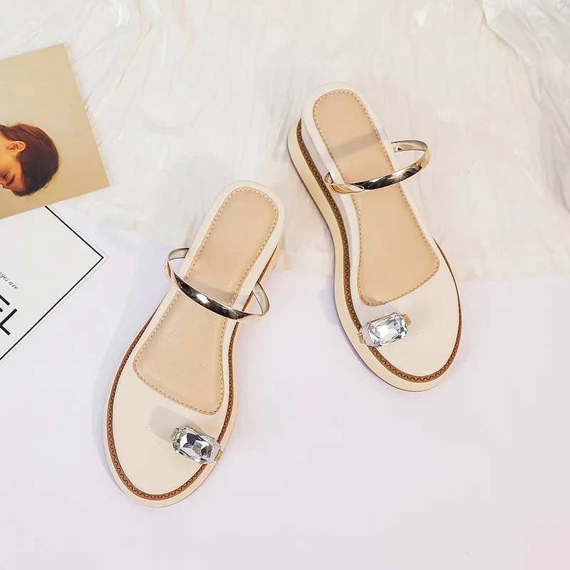 

Flat Sandal Shoe High Heels 2021 Women's Clogs Wedge Suit Female Beige Without Fashion Beach High-heeled New Girls Thick Platfor