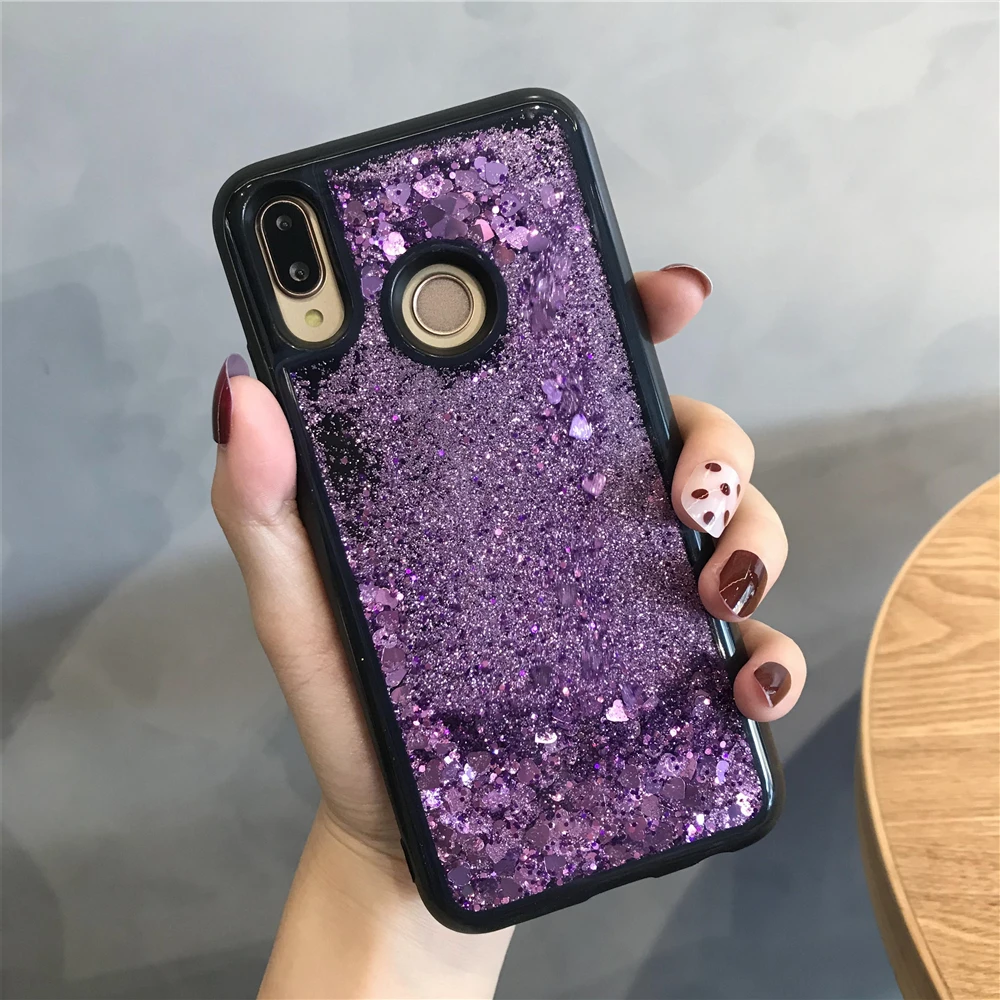 Черный силиконовый бампер динамического жидкого песчаника для Huawei Y9 2018 Y7 Pro Y6 Prime Y5 2019 P Smart Cover TPU Phone on.