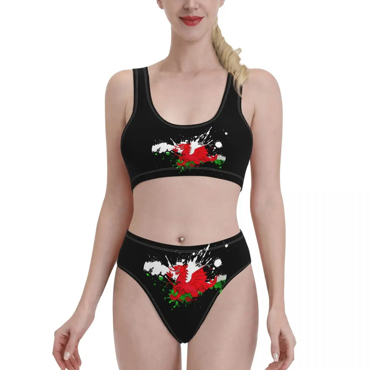 

Bikinis Wales Flag(1) sexy 2021 Women Swimsuit high Waist 2 piece woman set R333 Women bathing suit SwimSuit