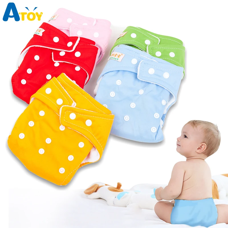 

5 pieces /lot Adjustable Reusable Baby Boys Girls Cloth Diapers diaper insert Soft Covers Infant Washable Nappies Diapering