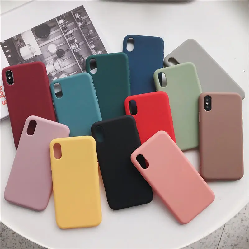NEW Solid Color Silicone Couples Cases For iphone XR X XS Max 6 6S 7 8 Plus Cute Candy Soft Simple Fashion Phone Case |