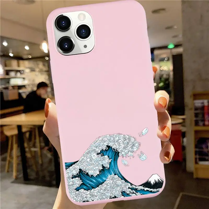 

The Big Wave of kanagawa Phone Case Candy Color for iPhone 6 7 8 11 12 s mini pro X XS XR MAX Plus
