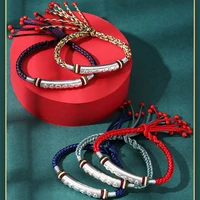 999 sterling silver chinese knot mantra bracelet six words multi color handmade 8 threads lucky rope bracelets for men and women