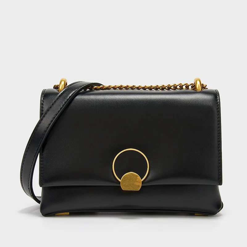 

Женская сумка из натуральной кожи с высокой текстурой, новинка 2021, модная однотонная Сумка-конверт на цепочке, универсальная дизайнерская с...