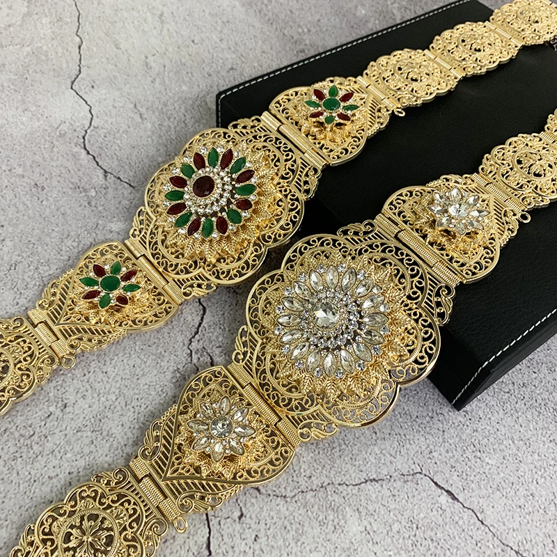 Moroccan Classic Girdle Women Wedding Dress Body Jewelry Waist Chain Length Adjustable Bride Crystal Girdle Gift