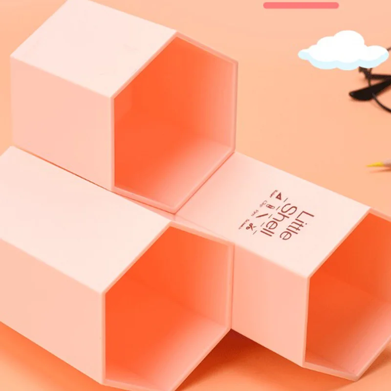 

Color Ran School Office Organizer 5In1 Assemble Hexagon Plastic Gel Pen Pencil Holder Desk Stationery Storage Container