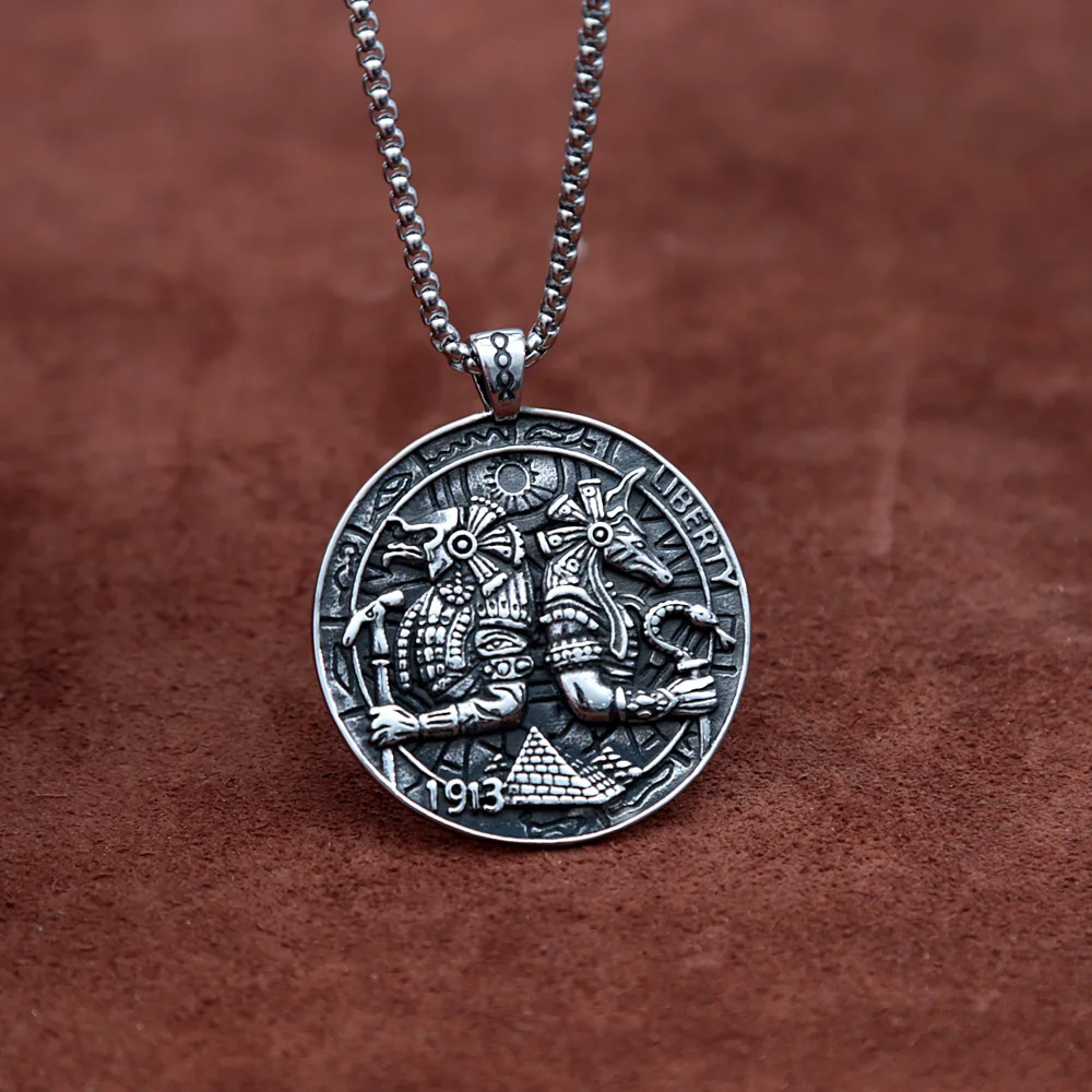 Ожерелье с кулоном в готическом стиле из египетского фараона и Анубиса Мужская