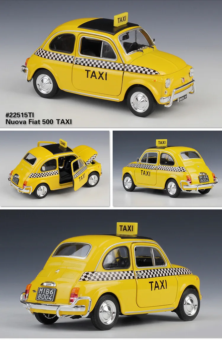 WELLY литая металлическая модель автомобиля симулятор 1:24 Nuova Fiat 500 1999 Ford Crown Victoria Taxi