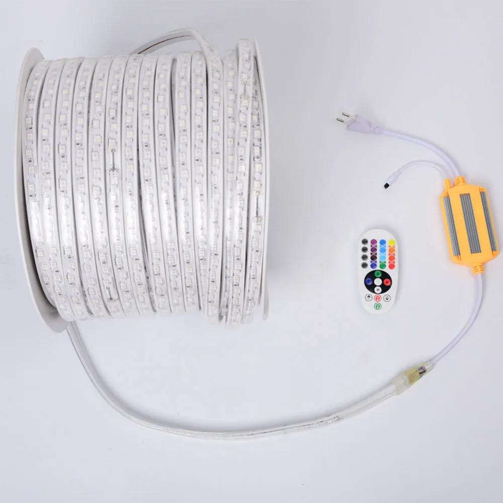 

GD 1M 5M 8M 10M 12M LED Strip With IR RF IP65 Waterproof or Bluetooth Remote Controller AC220V Dimmable LED Strip Light