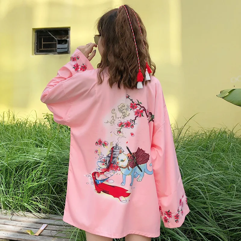 as picture Yukata женский японский кимоно кардиган с принтом дракона рубашка с длинными рукавами Повседневные кимоно Femme Kawaii азиатское Кимоно костюмы косплей - Цвет: as picture