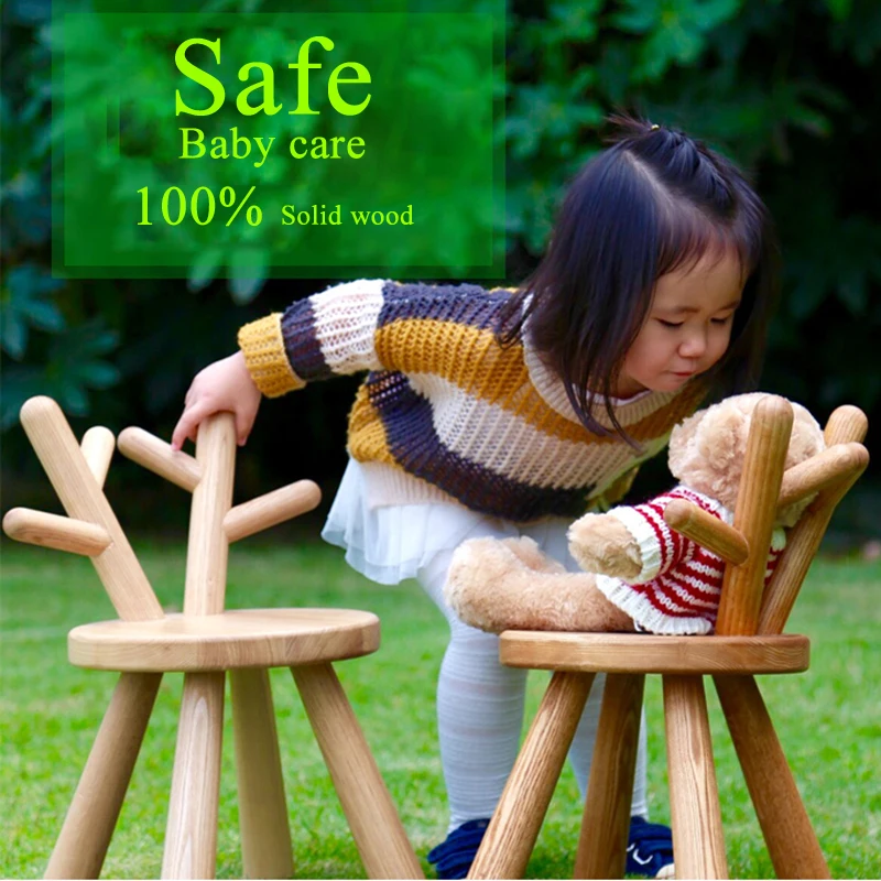 100% твердый деревянный детский стул табурет подарок для маленьких детей