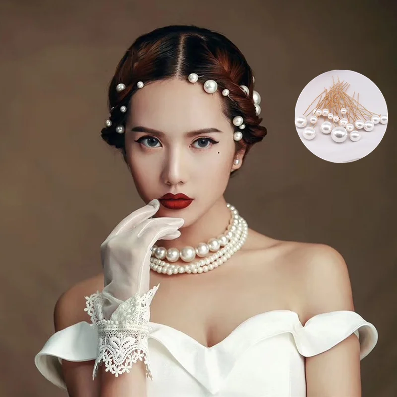

U-образные Свадебные зажимы для волос с искусственным жемчугом для невесты