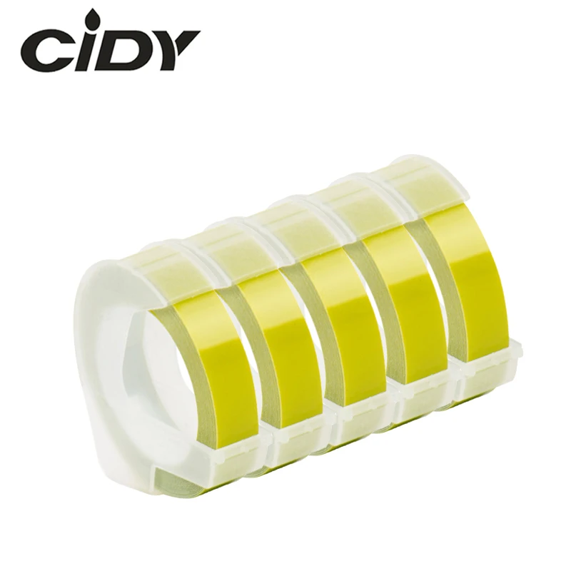 

CIDY 5pcs Grass green Compatible DYMO 3D Plastic Embossing Xpress Label 9mm*3m for DYMO 1610/1575 Embossing printer MOTEX E101
