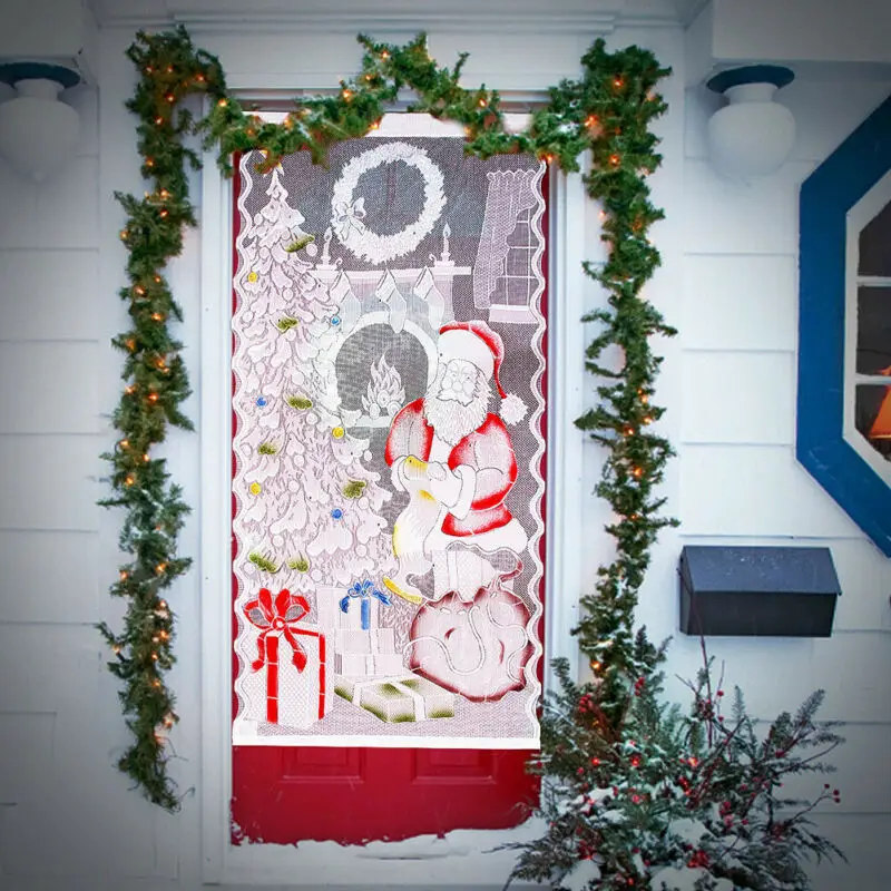 2019 Fashion Xmas Window Door Lace Santa Claus Christmas Hangings Party Home Decor | Дом и сад