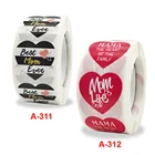 500 любовь из Форма Счастливый День матери наклейки Best мама I Love MAMA The Heart of The Семья подарок для празднования Бумага бирки для подарочной коробки