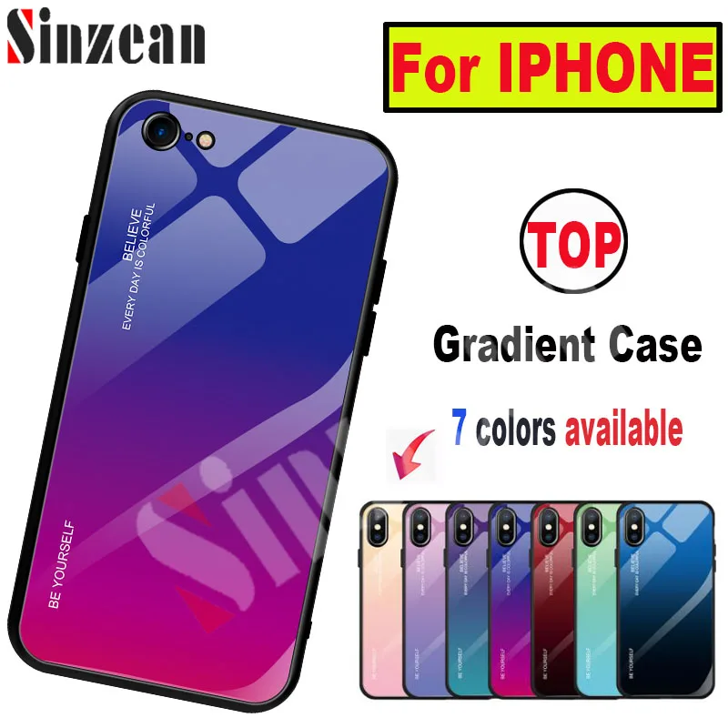 Фото Sinzean 2019 для IPHONE XS MAX/XR Премиум градиентный стеклянный чехол телефона 678 Plus цветной