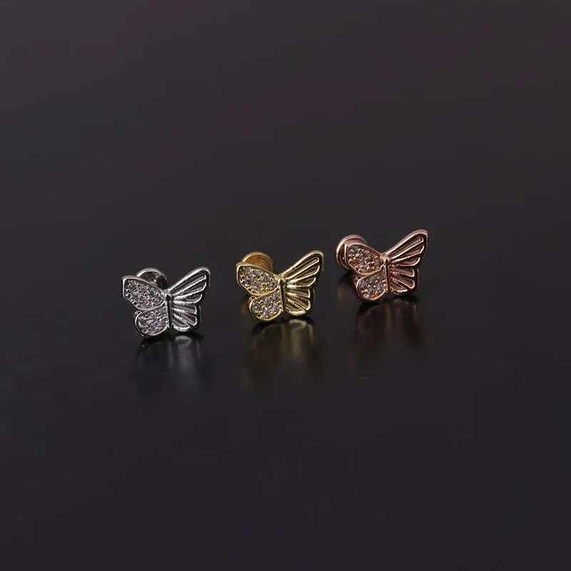 

1PC Unusual Piercing Internal Rod Stud Earrings for Women Jewelry 2021 Trend Diameter 1.2mm Butterfly Stainless Steel Earrings