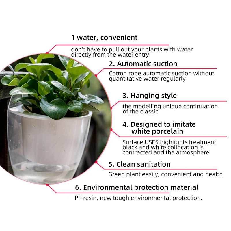 

1Pcs Transparent Succulent Plants Pot Self-Watering Flower Plants Wall Hanging Pot Succulent Plastic Wall Indoor