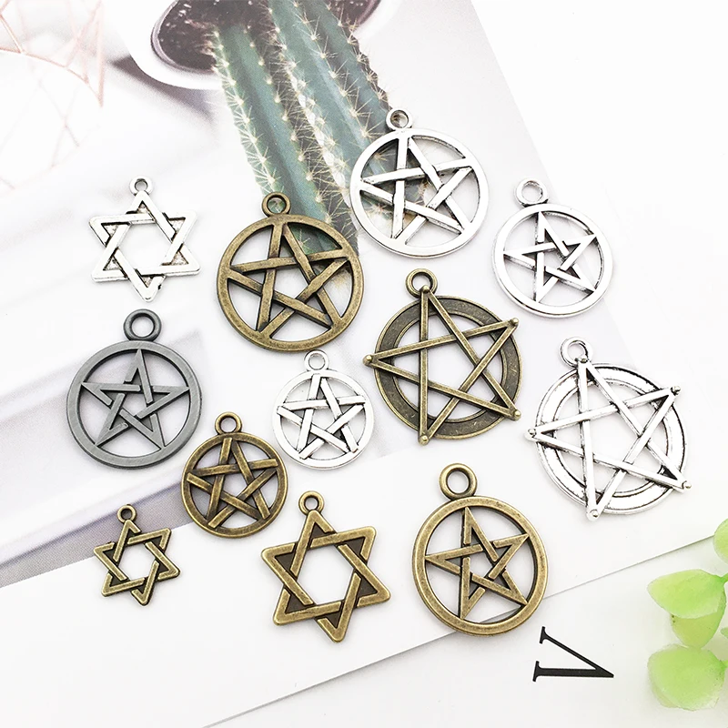

48pcs Mixed Pentagram Charms Earrings Pendants for Crafting Jewelry Findings DIY Necklace Bracelet Making Vintage Accessory