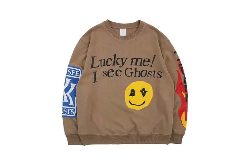 Толстовка с надписью Lucky Me I see Ghosts толстовка в стиле хип-хоп принтом пламени на