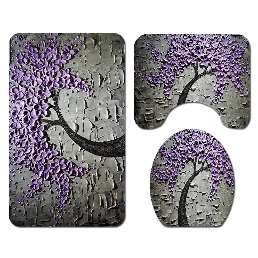 

3pcs Polyester Fiber Bathroom Mat Set Hydrophilic Toilet Carpet Washable Kitchen Floor Rug Anti-Slip Shower Room Mat