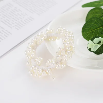 A Резинки для волос с жемчугом и бусинами, эластичные резинки для волос для женщин, резинки для волос, резинки для волос с конским хвостом, резиновые аксессуары для волос - Цвет: A