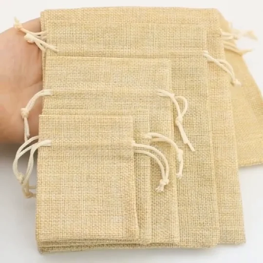 

100pcs Linen Jute Drawstring Gift Bags Sacks Wedding Birthday Party Valentine Favors Jewelry Candy Storage Pouch Baby Shower