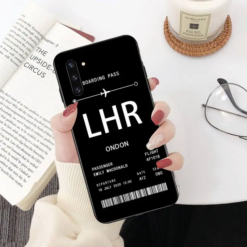 

NBDRUICAI Personalised Plane Ticket Phone Case cover Shell For Samsung Galaxy J7 J8 J6 Plus 2018 Prime Note 7 8 9 10 pro
